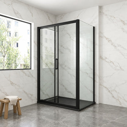 Cabine de douche coulissante accès d'angle – en situation dans une salle de bain