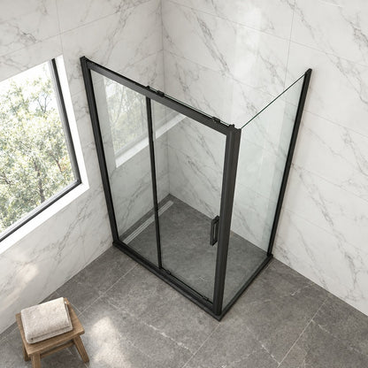Cabine de douche coulissante accès d'angle – en situation dans une salle de bain