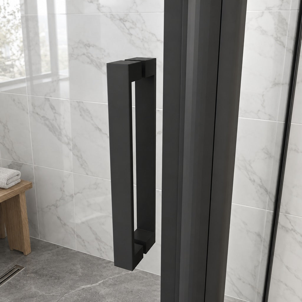 Cabine de douche coulissante accès d'angle – en situation dans une salle de bain