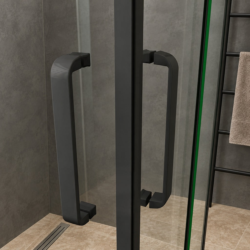 Cabine de douche pivotante accès d'angle – en situation dans une salle de bain