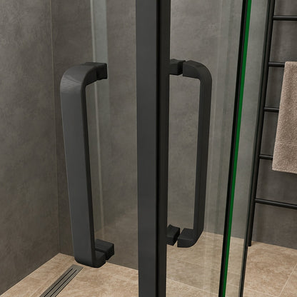 Cabine de douche pivotante accès d'angle – en situation dans une salle de bain