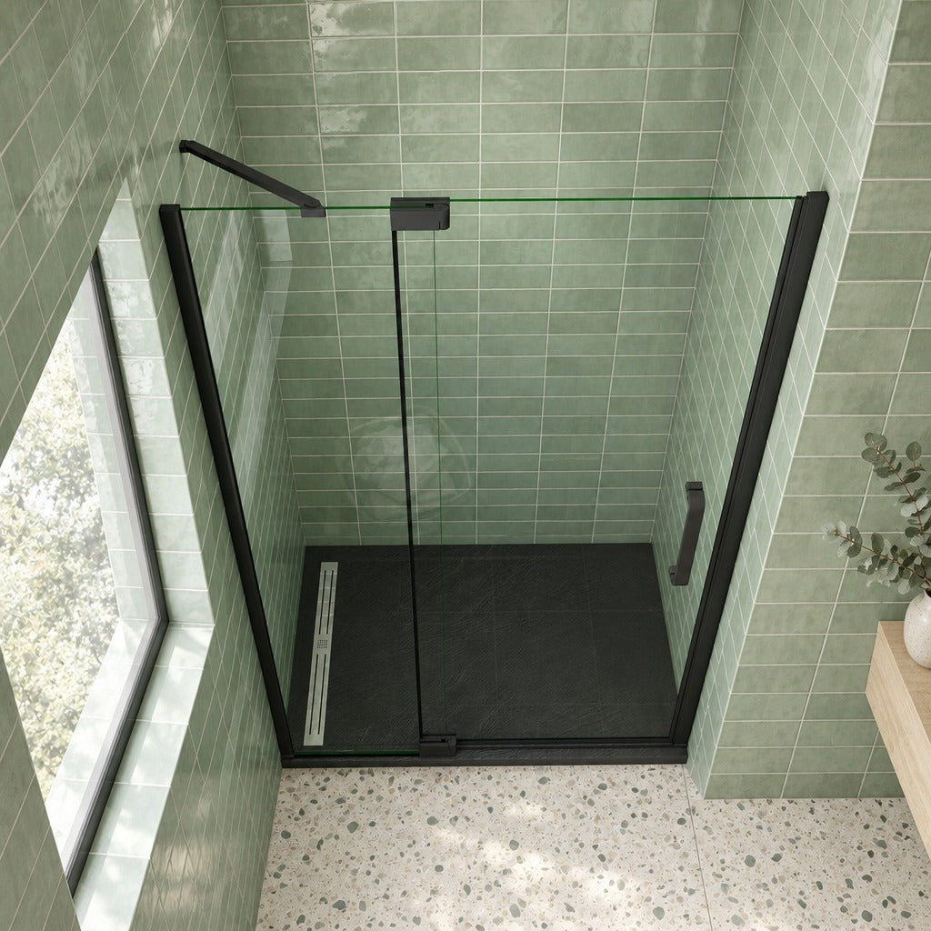 Porte de douche pivotante pour niche – en situation dans une salle de bain