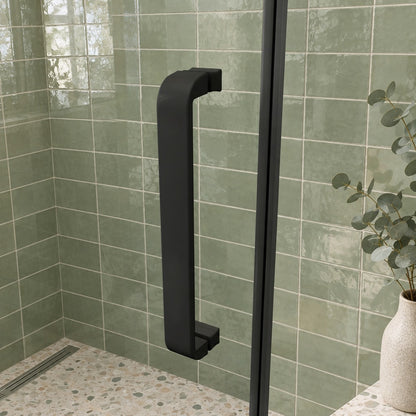 Porte de douche pivotante pour niche – en situation dans une salle de bain