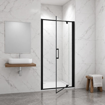 Porte de douche pivotante pour niche – en situation dans une salle de bain