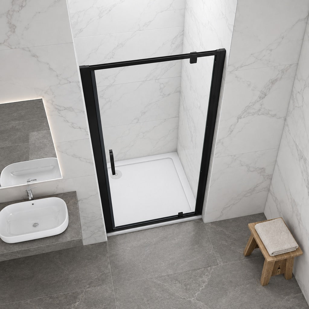 Porte de douche pivotante pour niche – en situation dans une salle de bain