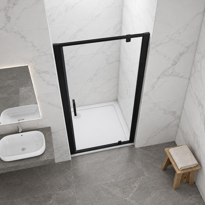 Porte de douche pivotante pour niche – en situation dans une salle de bain