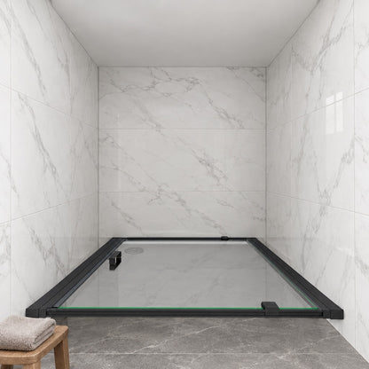 Porte de douche pivotante pour niche – en situation dans une salle de bain