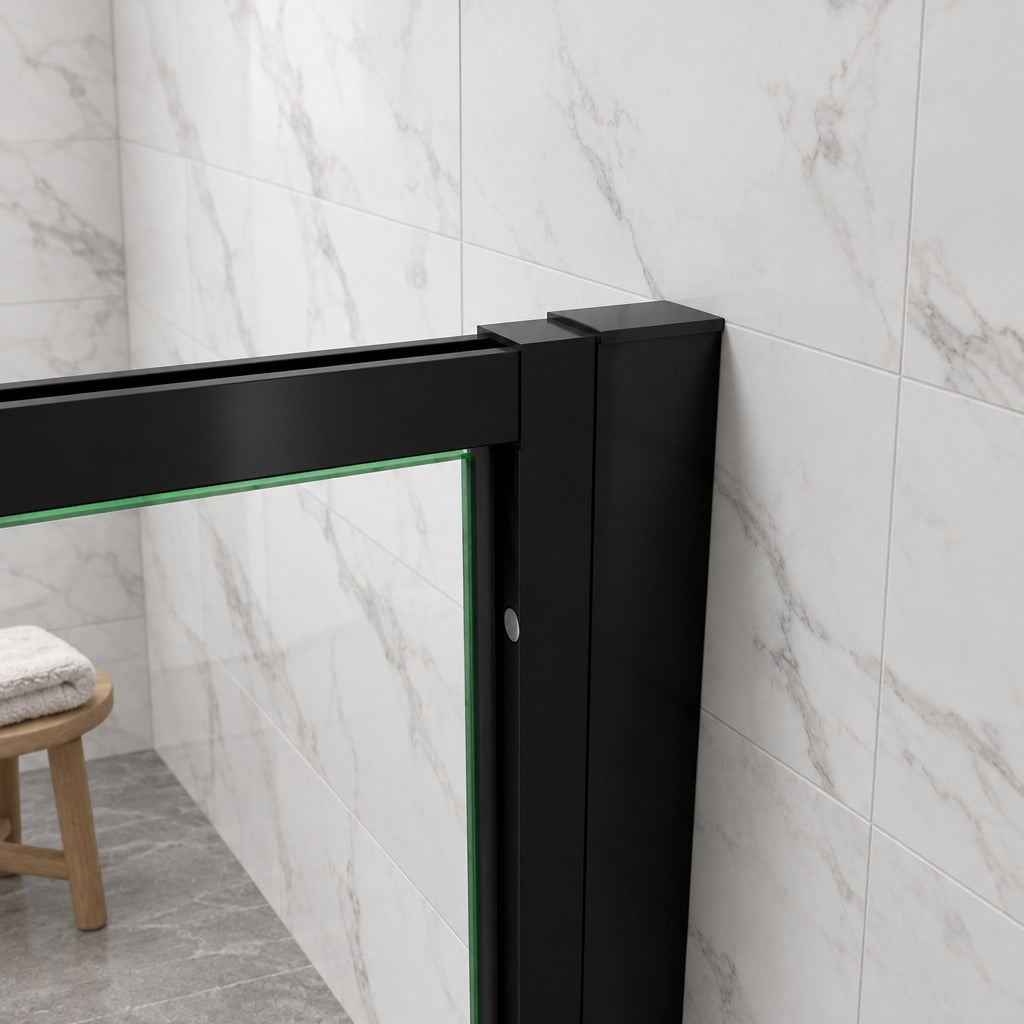 Porte de douche pivotante pour niche – en situation dans une salle de bain