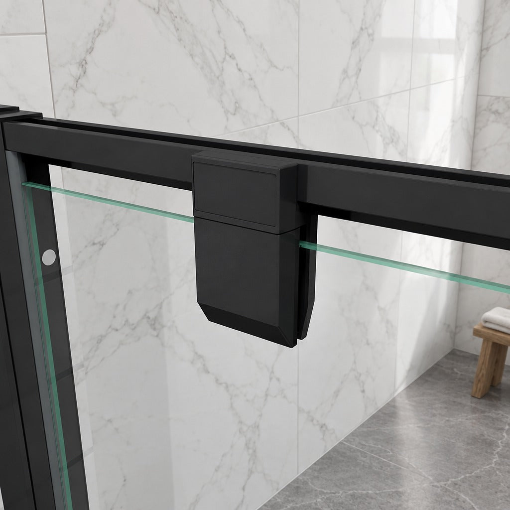 Porte de douche pivotante pour niche – en situation dans une salle de bain