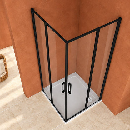 Cabine de douche pivotante accès d'angle – en situation dans une salle de bain