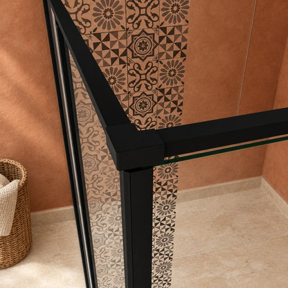 Cabine de douche pivotante accès d'angle – en situation dans une salle de bain