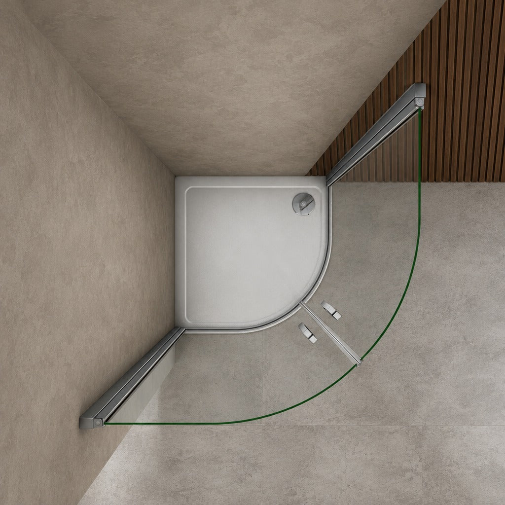 Cabine de douche pivotante quart de cercle – en situation dans une salle de bain