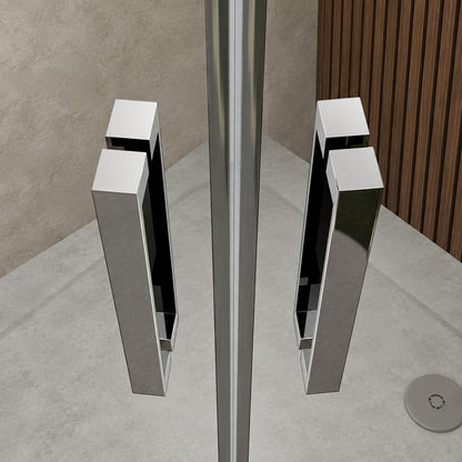 Cabine de douche pivotante quart de cercle – en situation dans une salle de bain