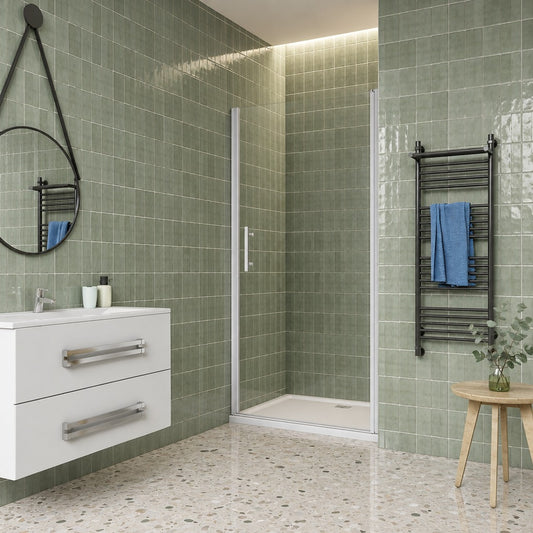 Porte de douche pivotante pour niche – en situation dans une salle de bain