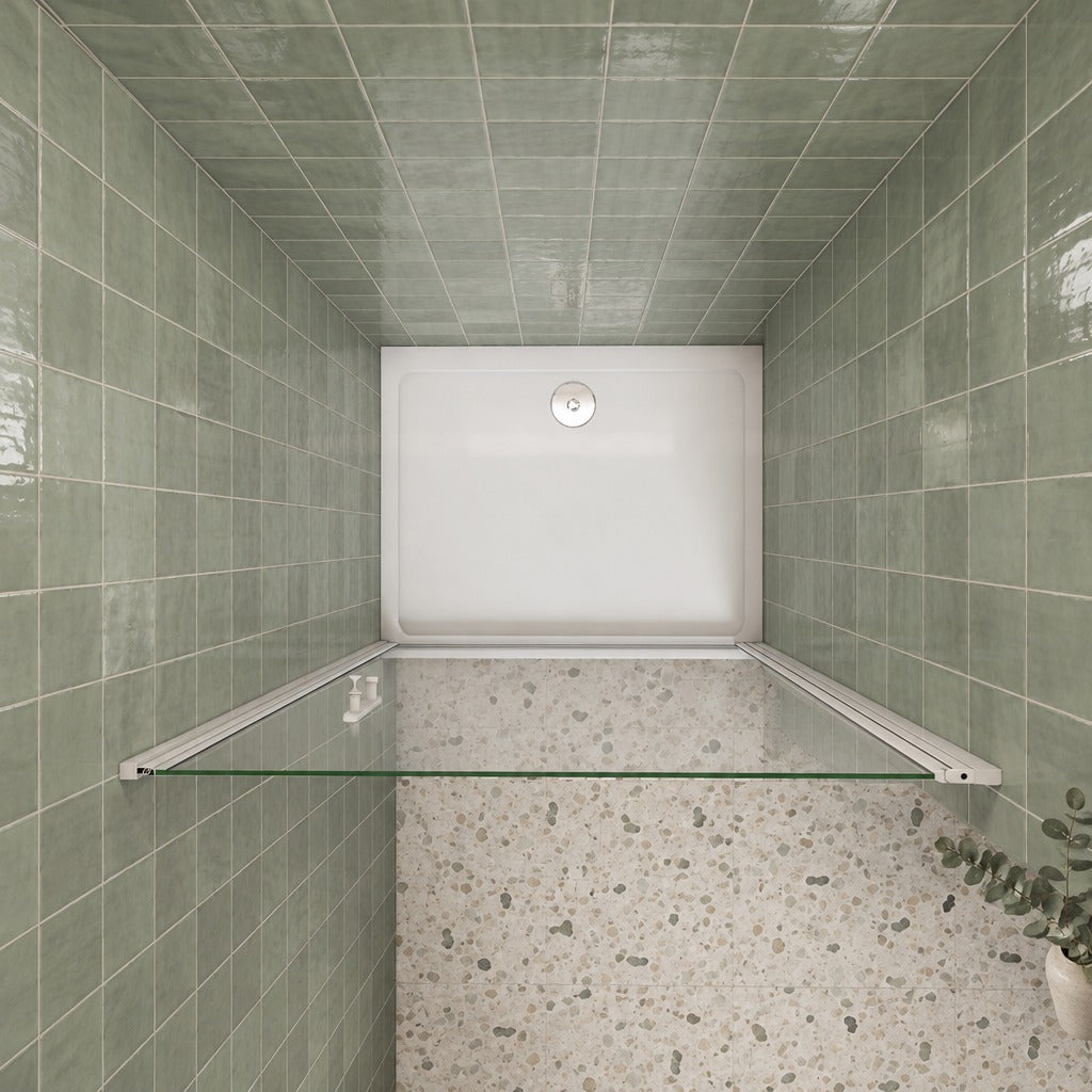 Porte de douche pivotante pour niche – en situation dans une salle de bain