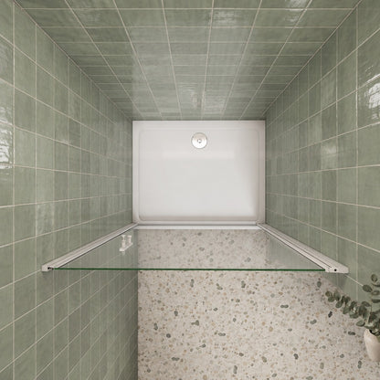 Porte de douche pivotante pour niche – en situation dans une salle de bain