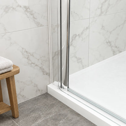Porte de douche pivotante pour niche – en situation dans une salle de bain