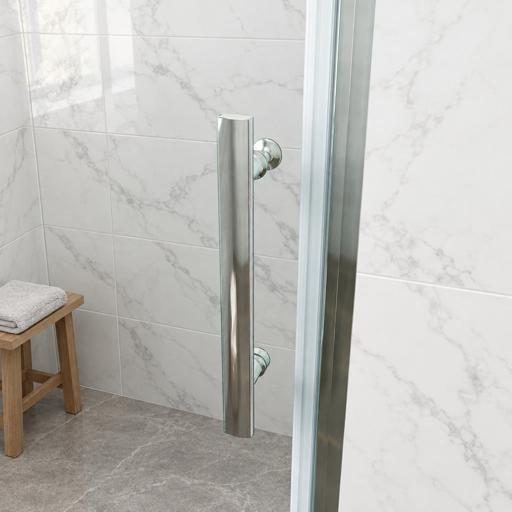 Porte de douche pivotante pour niche – en situation dans une salle de bain