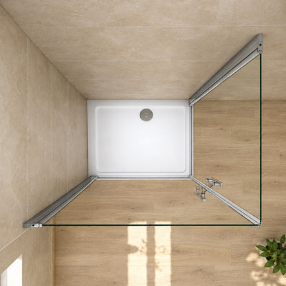 Cabine de douche pivotante accès d'angle – en situation dans une salle de bain