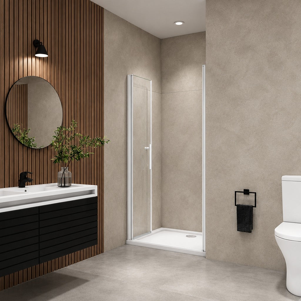 Porte de douche battante pour niche – en situation dans une salle de bain