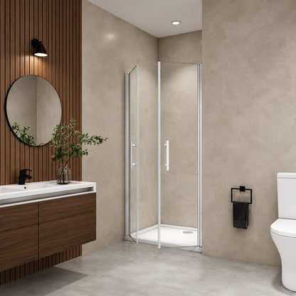 Porte de douche battante pour niche – en situation dans une salle de bain
