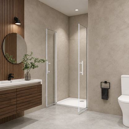Porte de douche battante pour niche – en situation dans une salle de bain