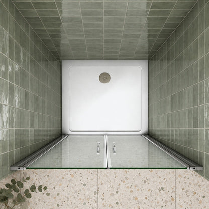 Porte de douche pivotante pour niche – en situation dans une salle de bain