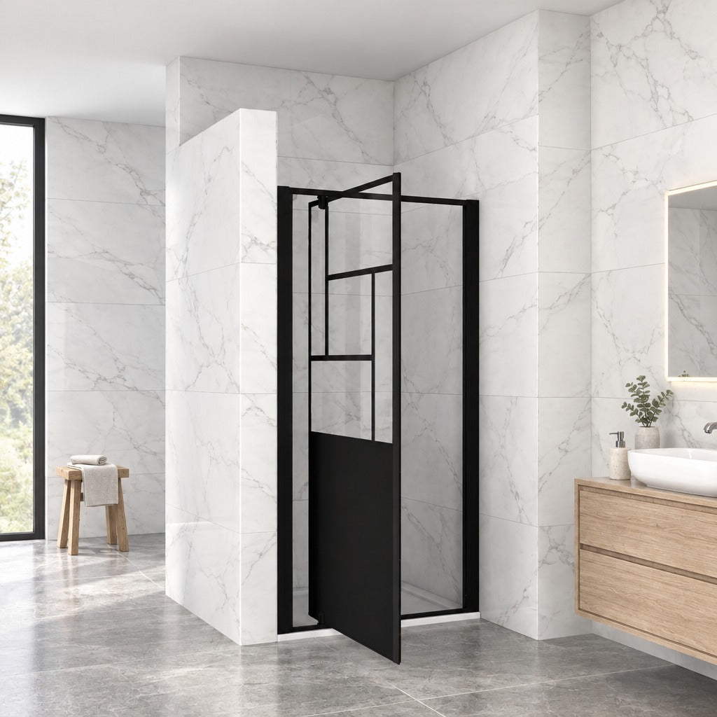Porte de douche pliante – en situation dans une salle de bain