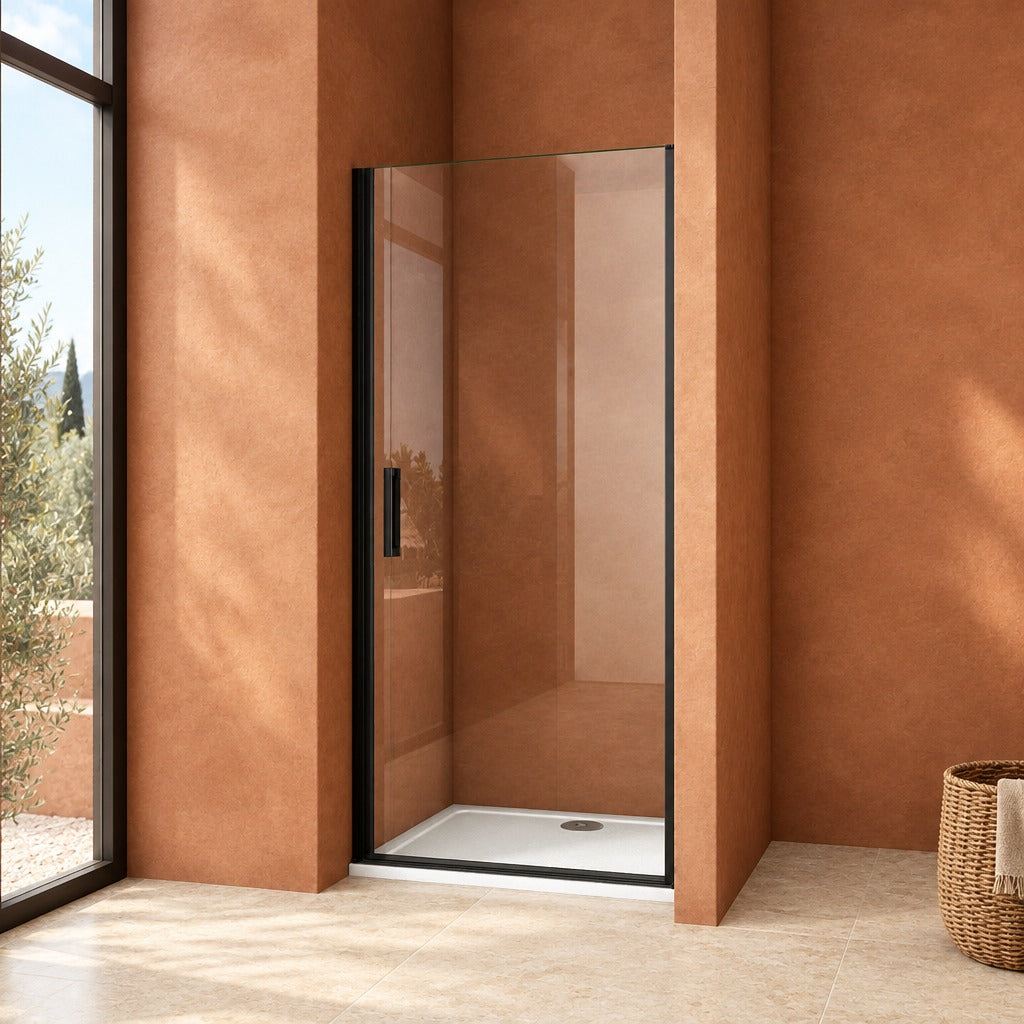 Porte de douche pivotante pour niche – en situation dans une salle de bain