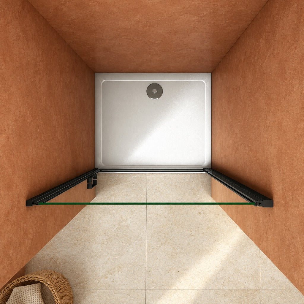 Porte de douche pivotante pour niche – en situation dans une salle de bain