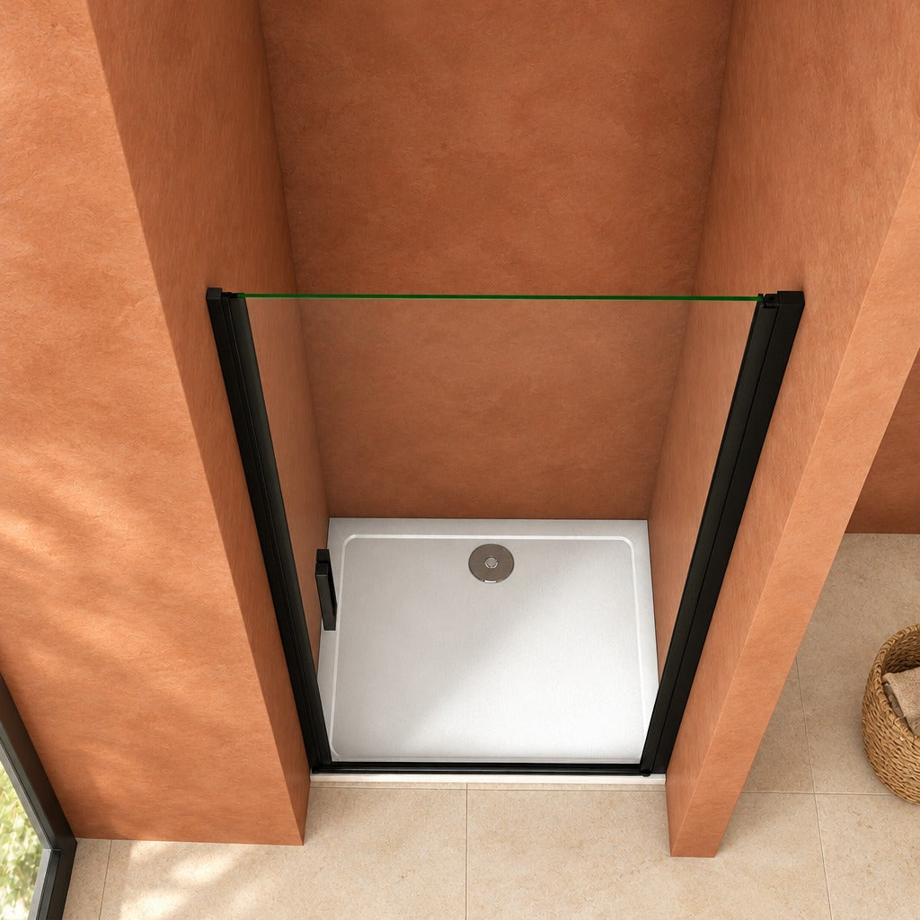 Porte de douche pivotante pour niche – en situation dans une salle de bain