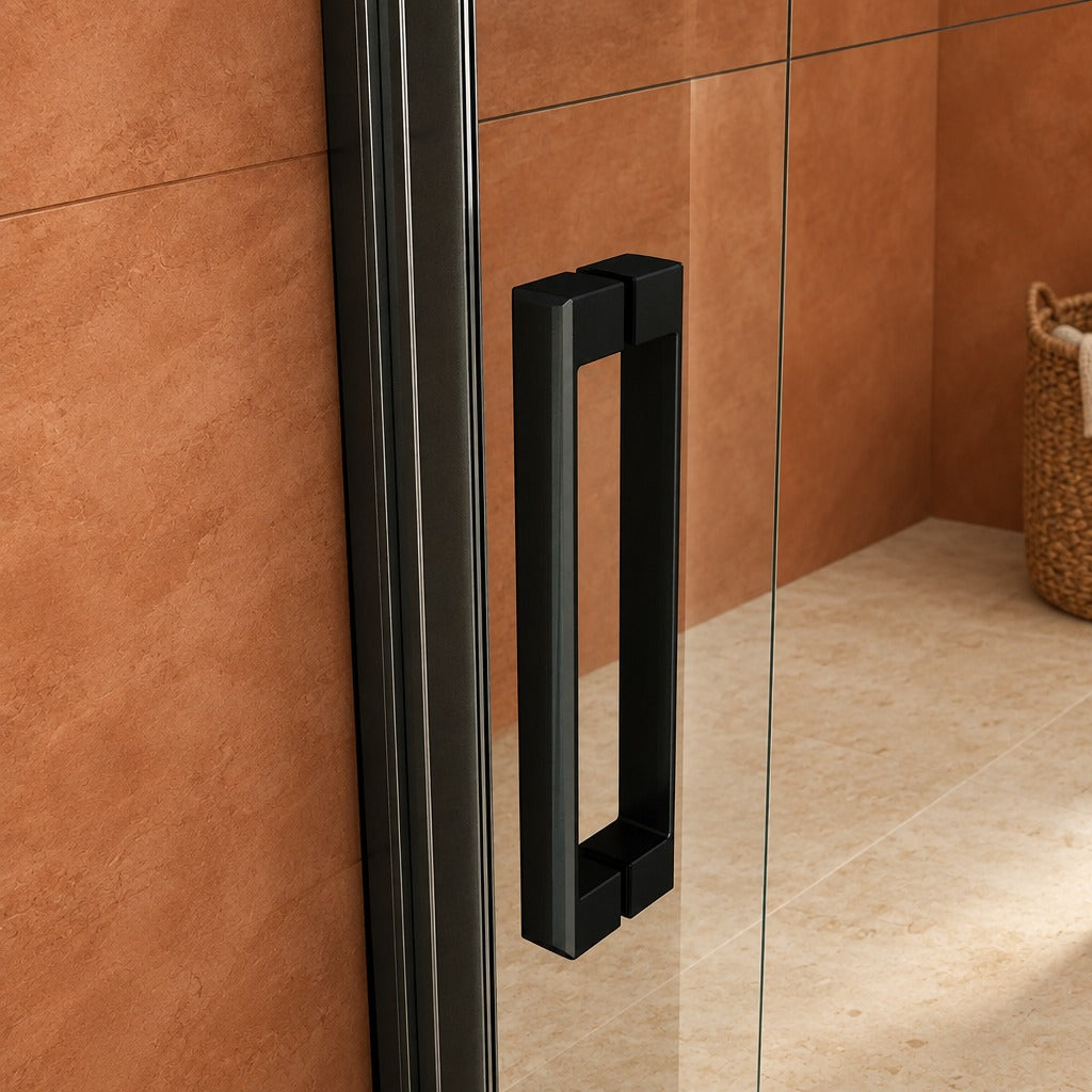 Porte de douche pivotante pour niche – en situation dans une salle de bain