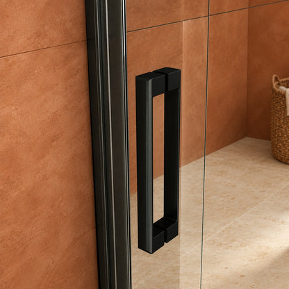 Porte de douche pivotante pour niche – en situation dans une salle de bain