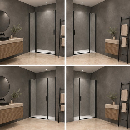 Porte de douche pivotante avec élément fixe pour niche – en situation dans une salle de bain
