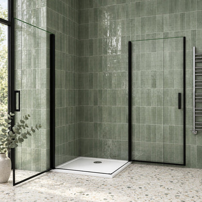 Cabine de douche pivotante accès d'angle – en situation dans une salle de bain