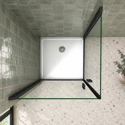 Cabine de douche pivotante accès d'angle – en situation dans une salle de bain