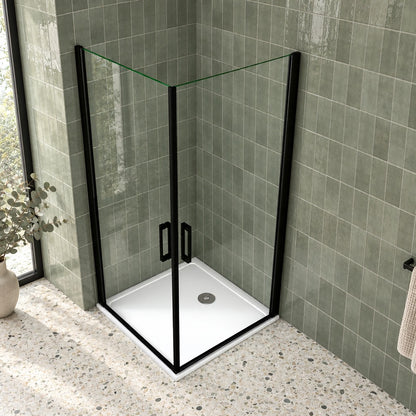 Cabine de douche pivotante accès d'angle – en situation dans une salle de bain