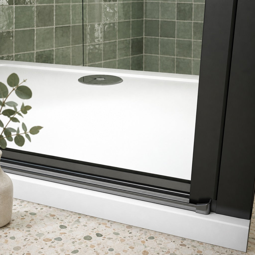 Cabine de douche pivotante accès d'angle – en situation dans une salle de bain