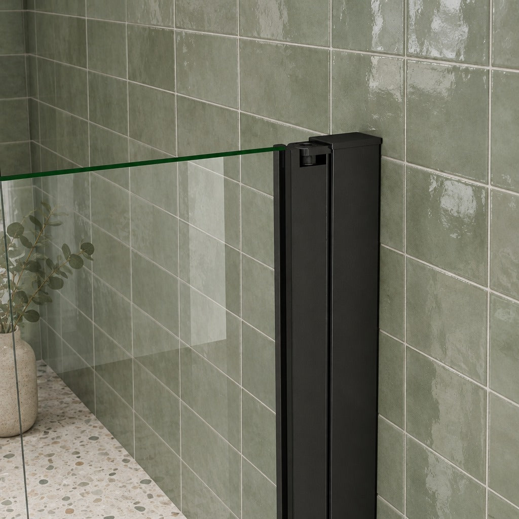 Cabine de douche pivotante accès d'angle – en situation dans une salle de bain