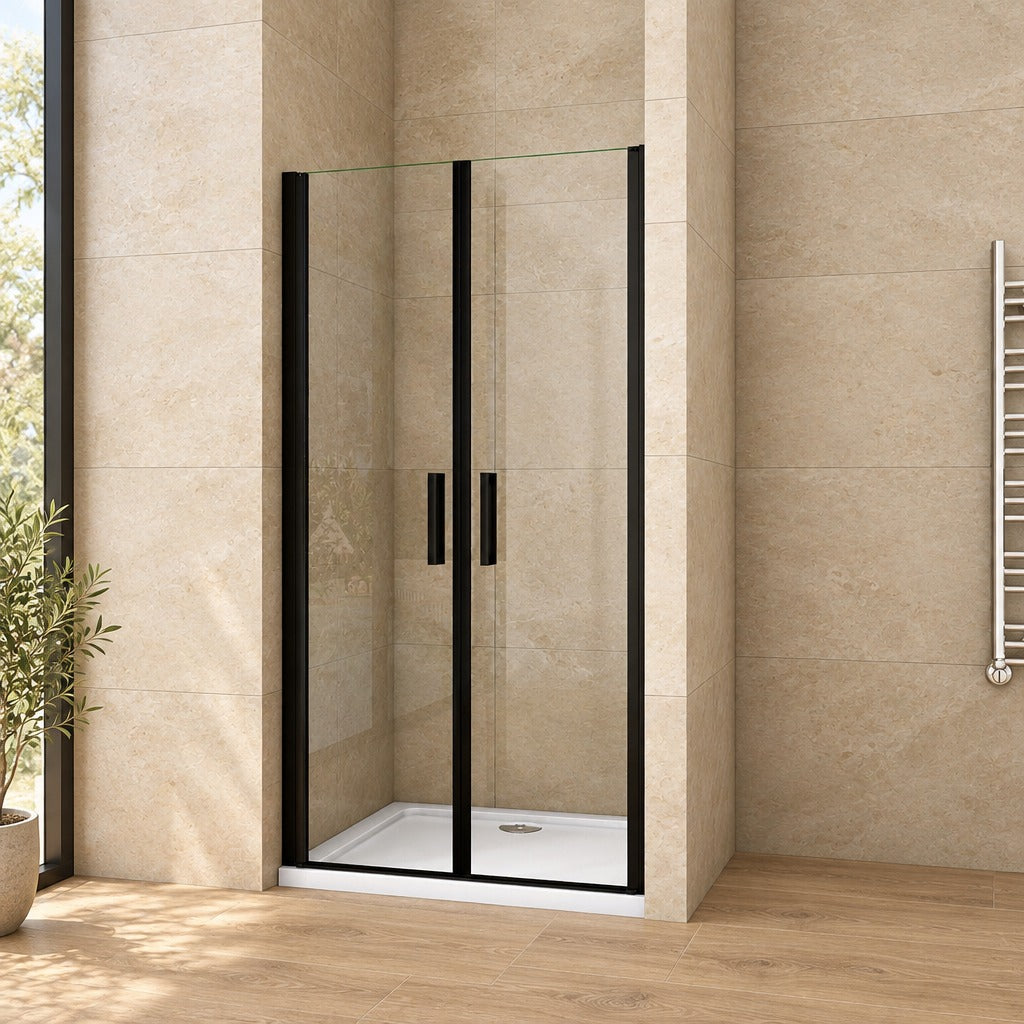 Porte de douche pivotante pour niche – en situation dans une salle de bain