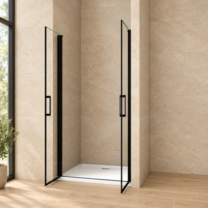 Porte de douche pivotante pour niche – en situation dans une salle de bain