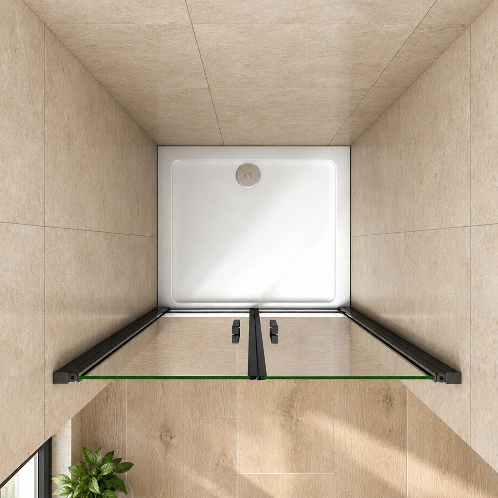 Porte de douche pivotante pour niche – en situation dans une salle de bain