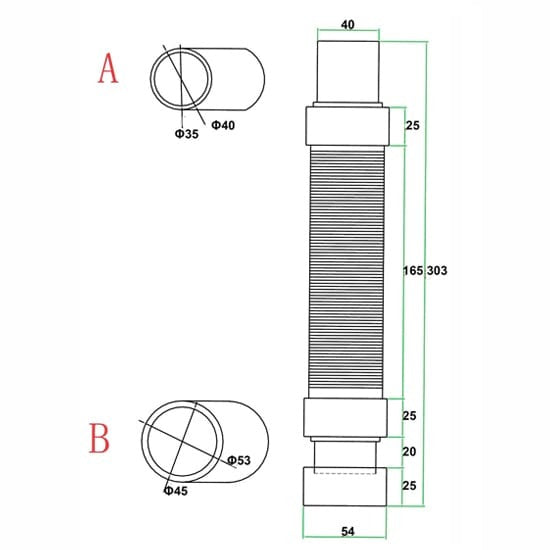 Tuyau flexible 90 cm pour bonde de receveur de douche – schéma et dimensions