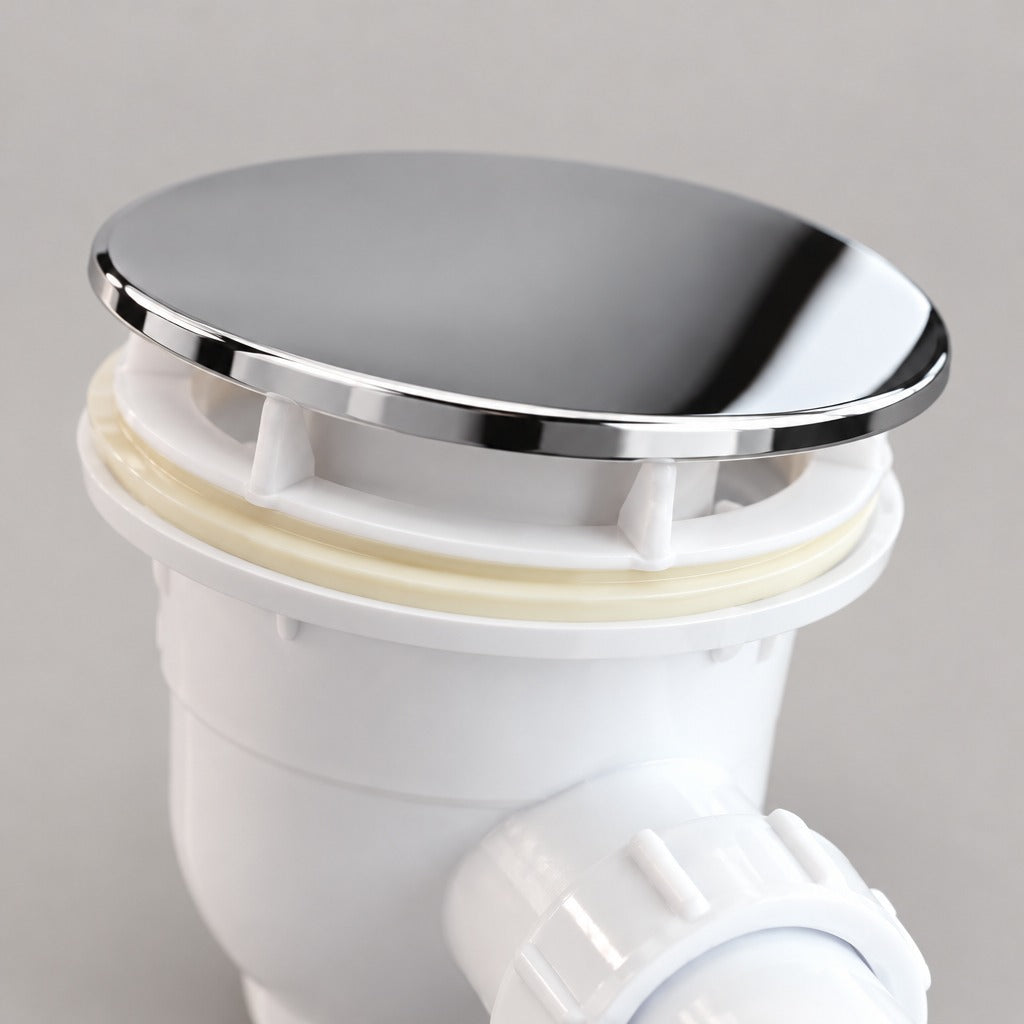 Bonde de receveur Ø 90 mm extra-plate chromée avec siphon flexible 90 – vue de détail