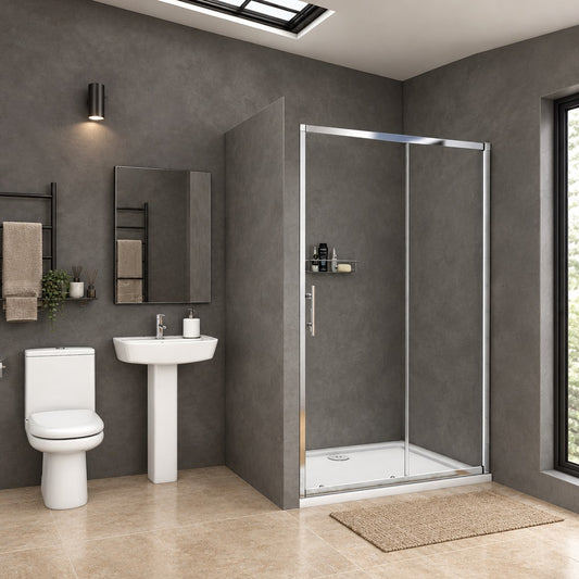 Porte de douche coulissante pour niche – en situation dans une salle de bain