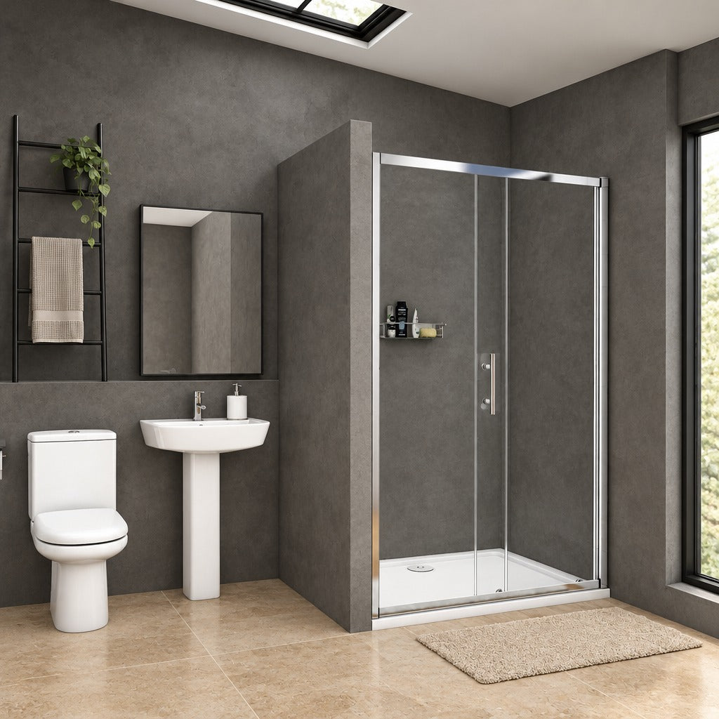 Porte de douche coulissante pour niche – en situation dans une salle de bain