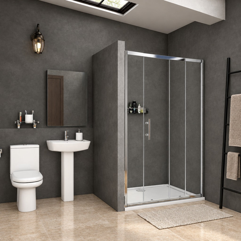 Porte de douche coulissante pour niche – en situation dans une salle de bain