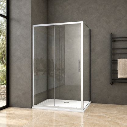 Cabine de douche coulissante accès d'angle – en situation dans une salle de bain