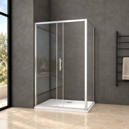 Cabine de douche coulissante accès d'angle – en situation dans une salle de bain