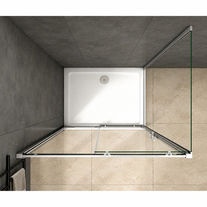 Cabine de douche coulissante accès d'angle – en situation dans une salle de bain